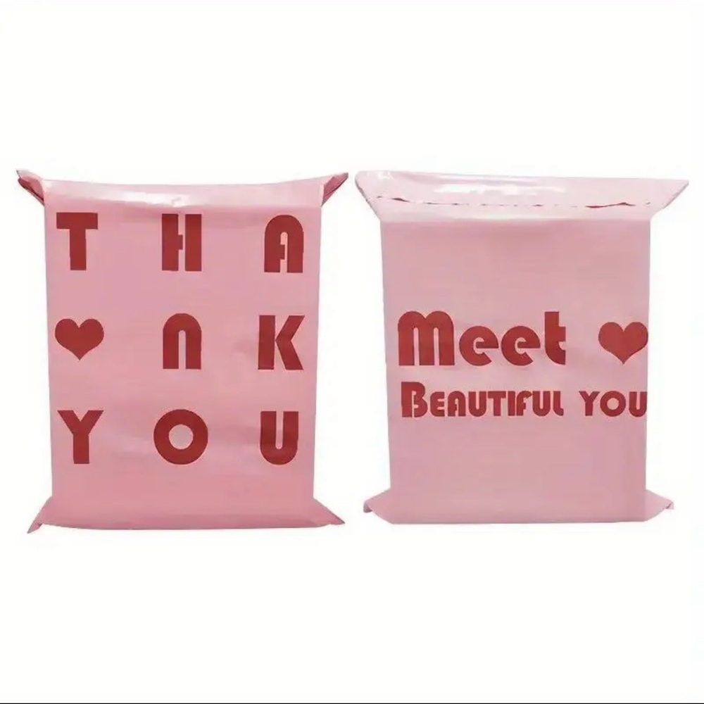20 PINK AND RED THANK YOU POLY MAILERS